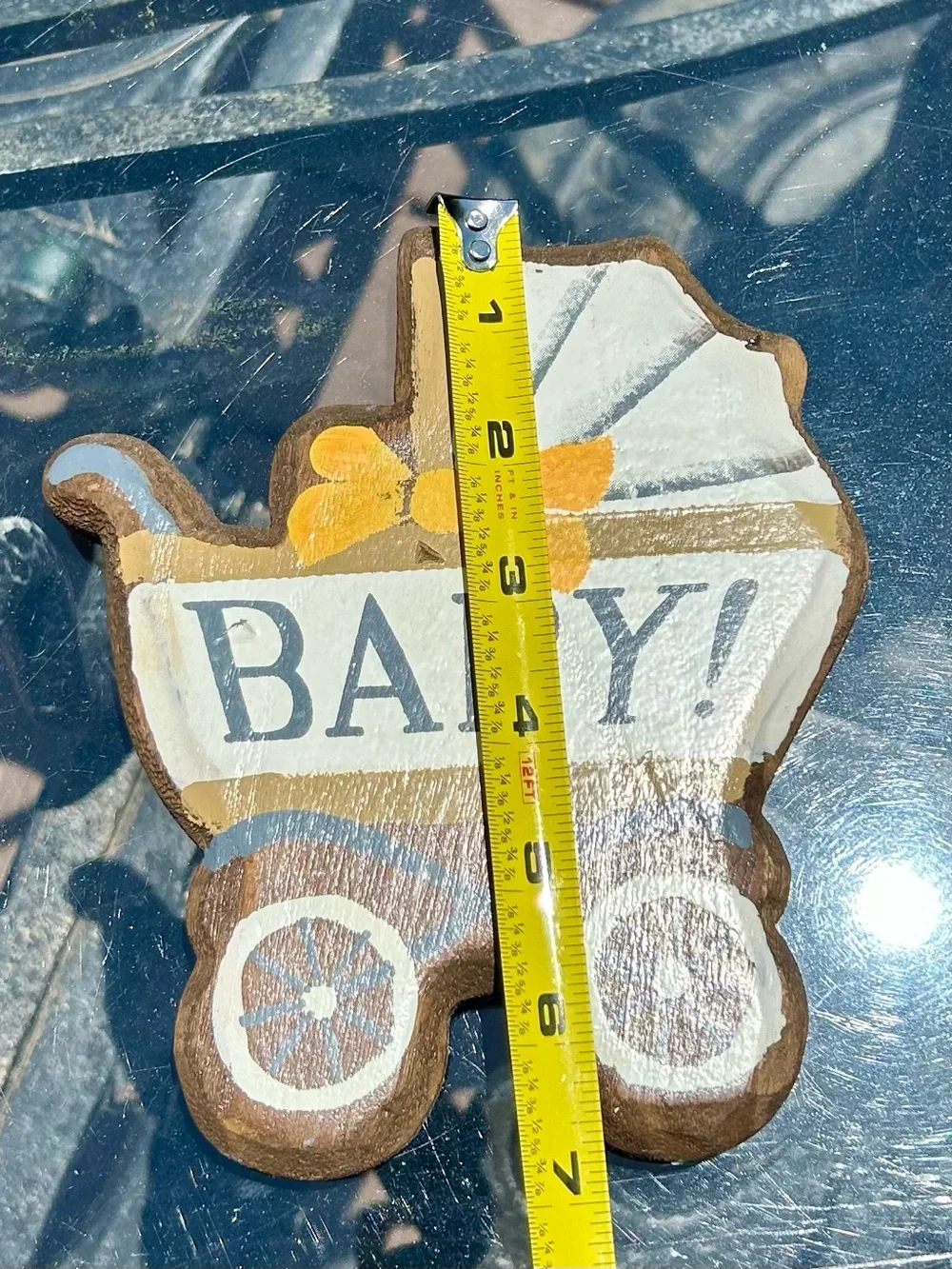 Demdaco Baby Carriage Wooden Magnet Token